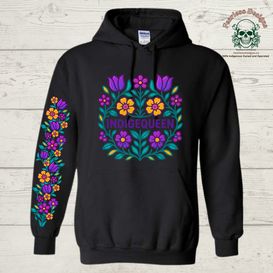 Flowered Indigequeen hoodie