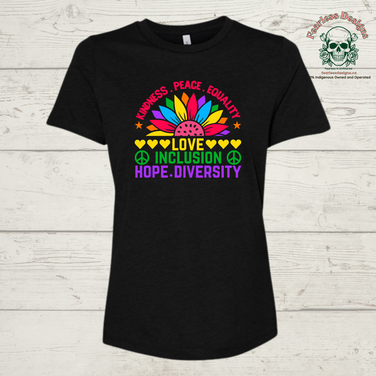 Kindness, Peace, Equality, Love, Inclusion, Hope, Diversity T-Shirt