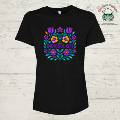 Flowered Indigequeen ladies tshirt