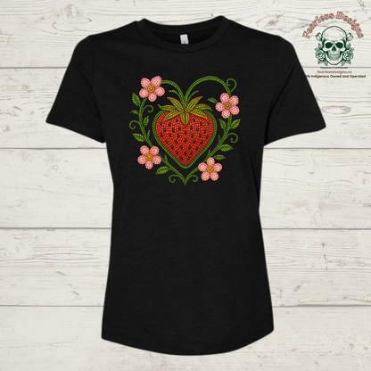 Beaded Strawberry ladies T-Shirt