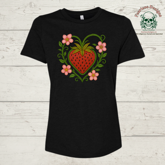 Beaded Strawberry ladies T-Shirt