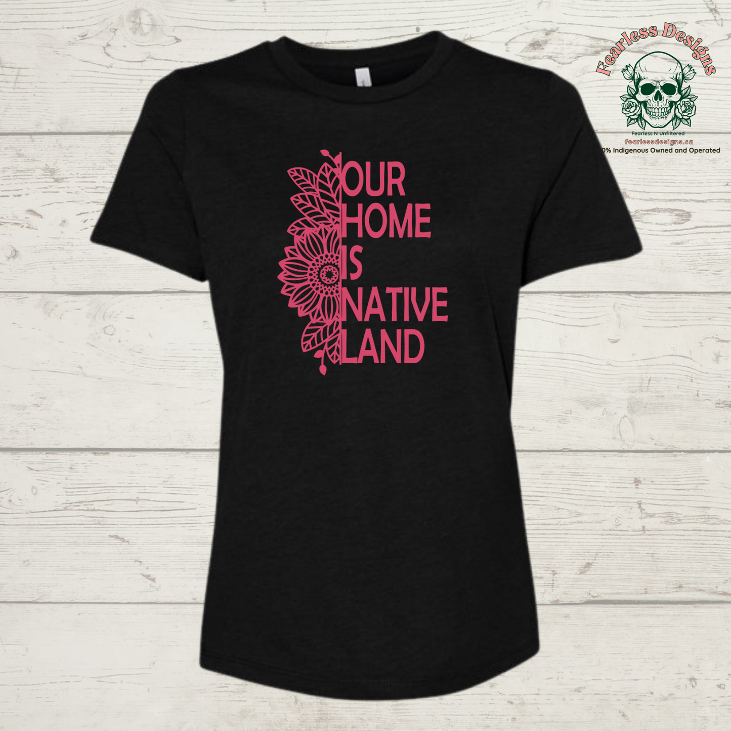 Our Home is Native Land with sunflower T-Shirt