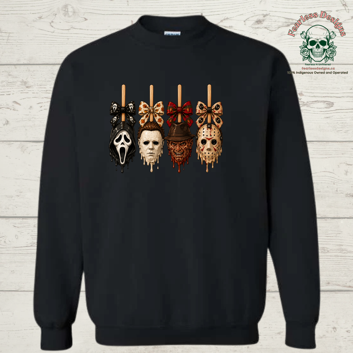 Horror face with bow unisex crewneck sweater
