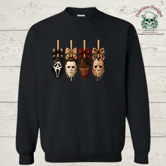 Horror face with bow unisex crewneck sweater