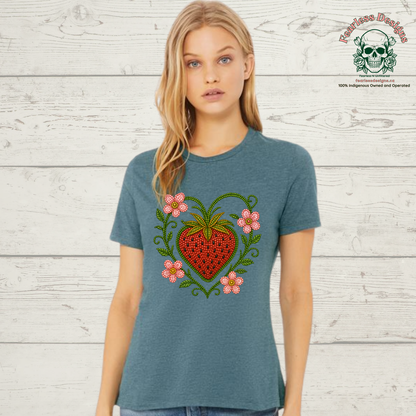 Beaded Strawberry ladies T-Shirt