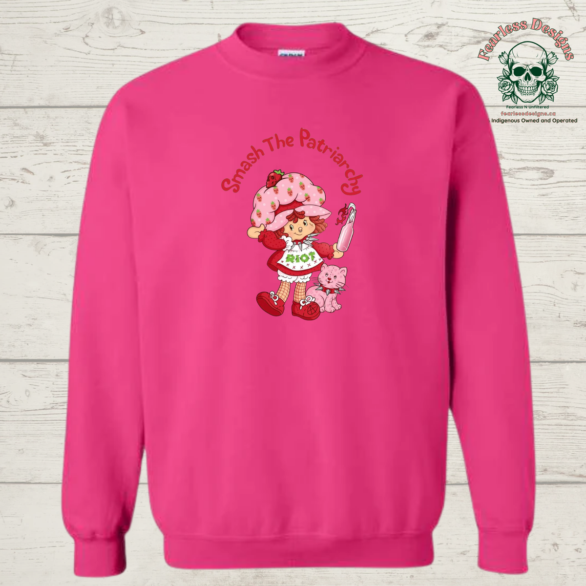 Strawberry Shortcake Smash the Patriarchy crewneck sweater