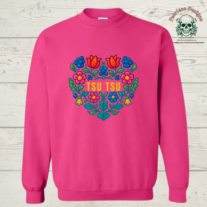 Flowered Tsu Tsu crewneck sweater
