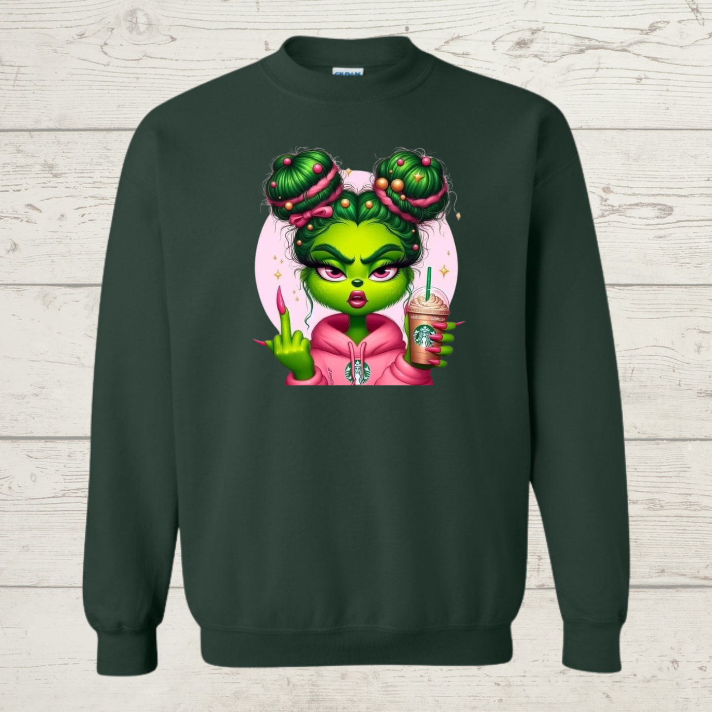 Mean Green Girl with middle finger