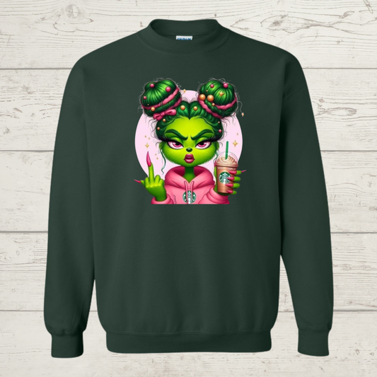 Mean Green Girl with middle finger