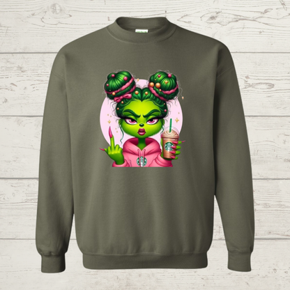 Mean Green Girl with middle finger