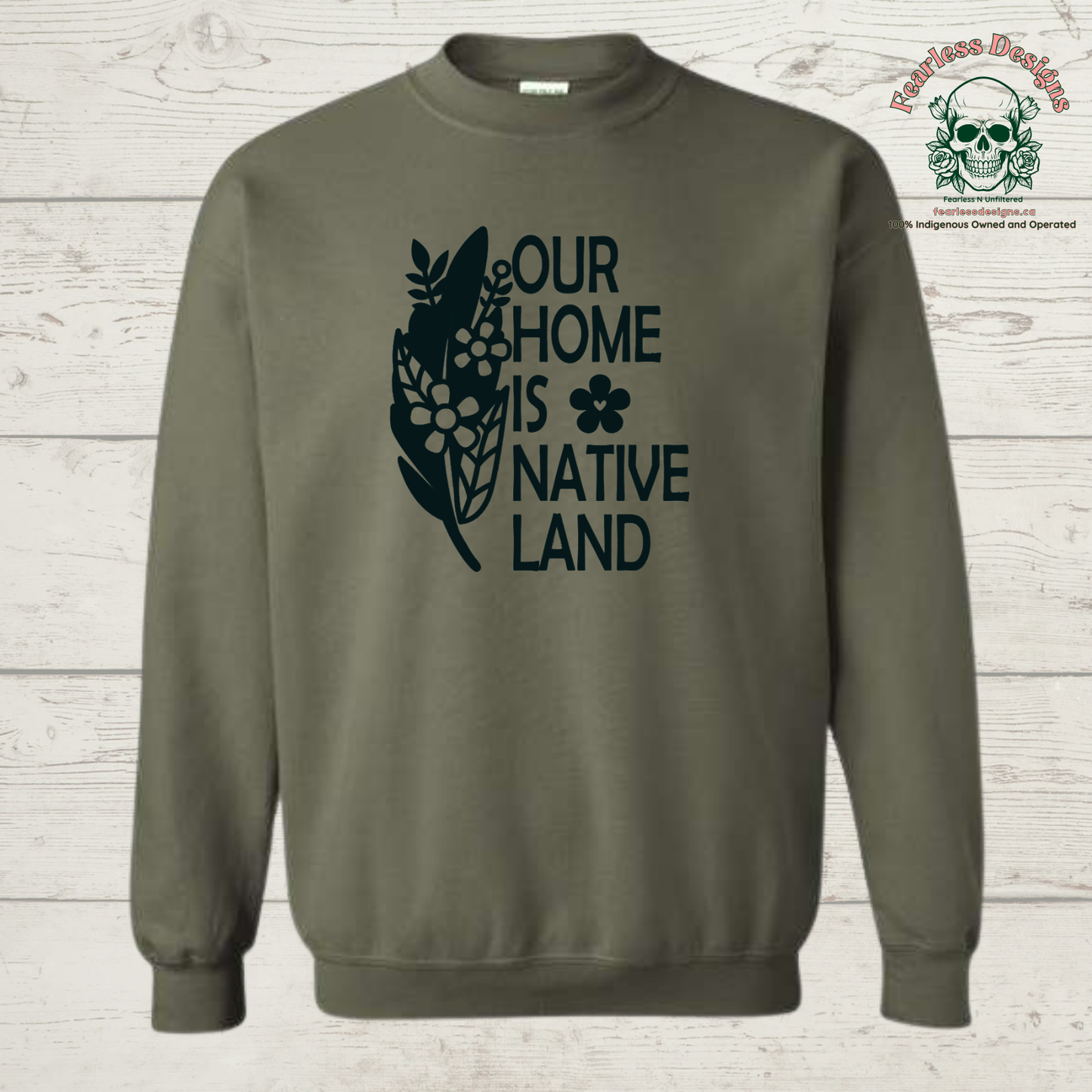Our Home is Native Land flowered feather Crewneck Sweater