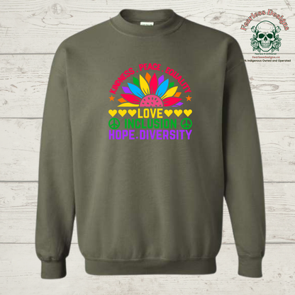 Kindness, Peace, Equality, Love, Inclusion, Hope, Diversity Crewneck Sweater