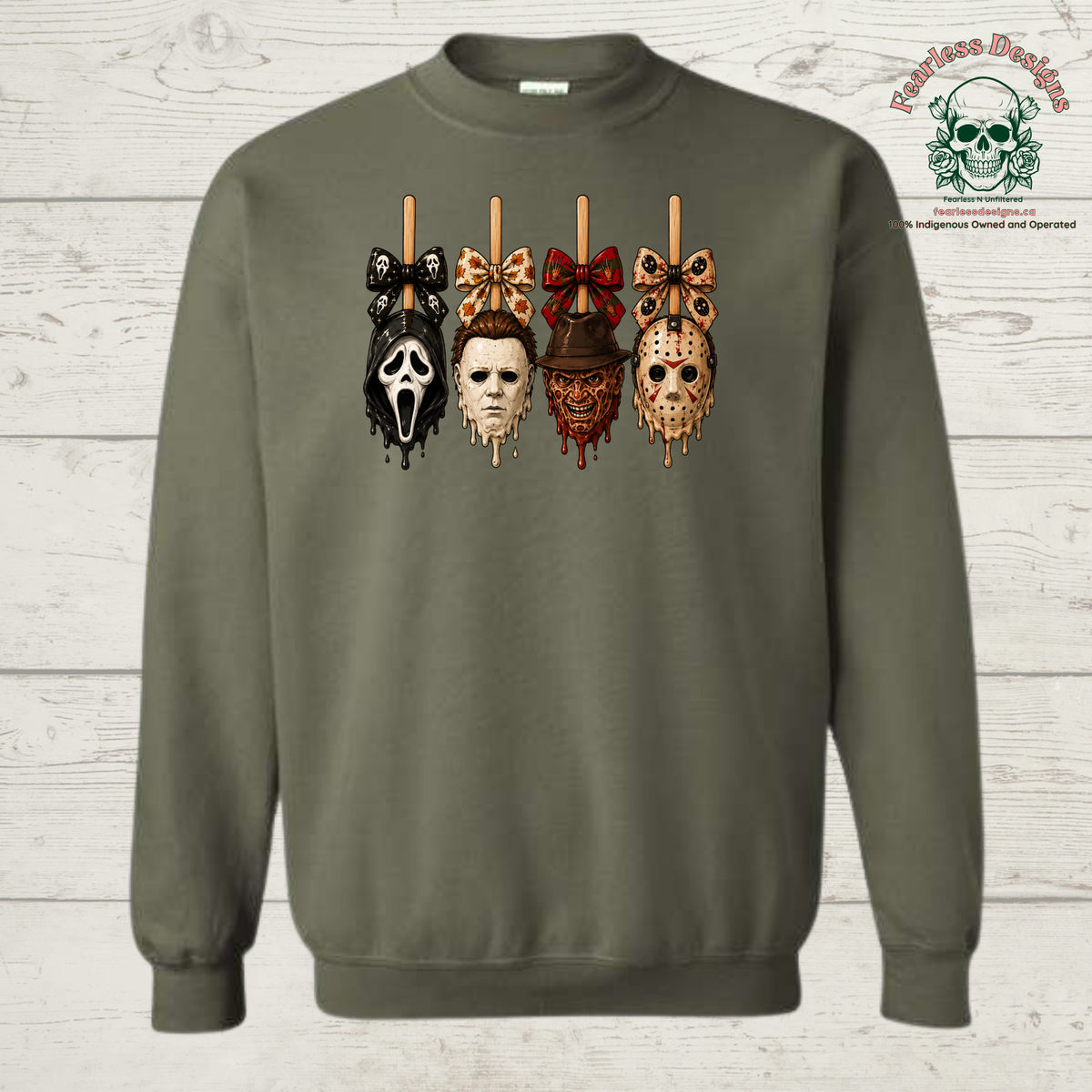 Horror face with bow unisex crewneck sweater