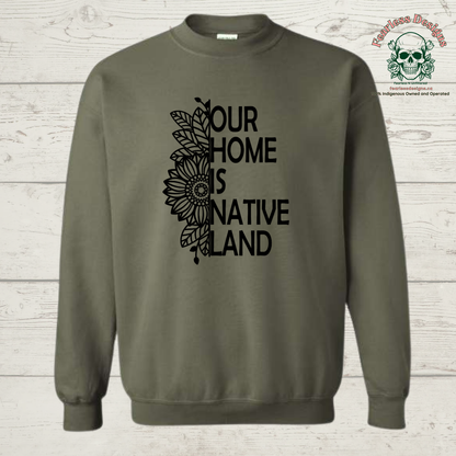 Our Home is Native Land with sunflower Crewneck Sweater