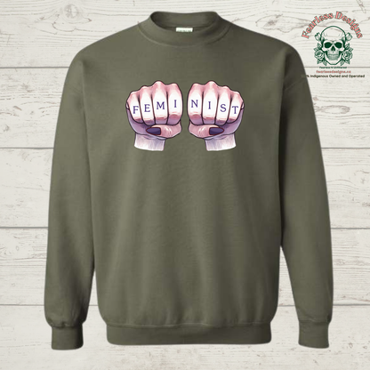 FEMINIST with Fist Crewneck Sweater