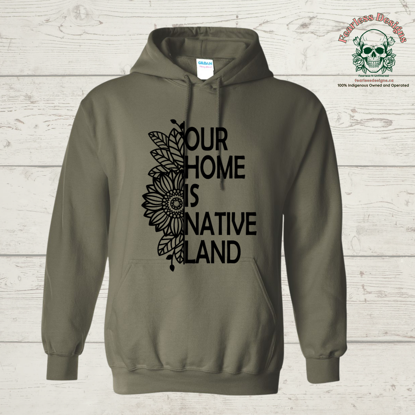 Our Home is Native Land with sunflower Hoodie