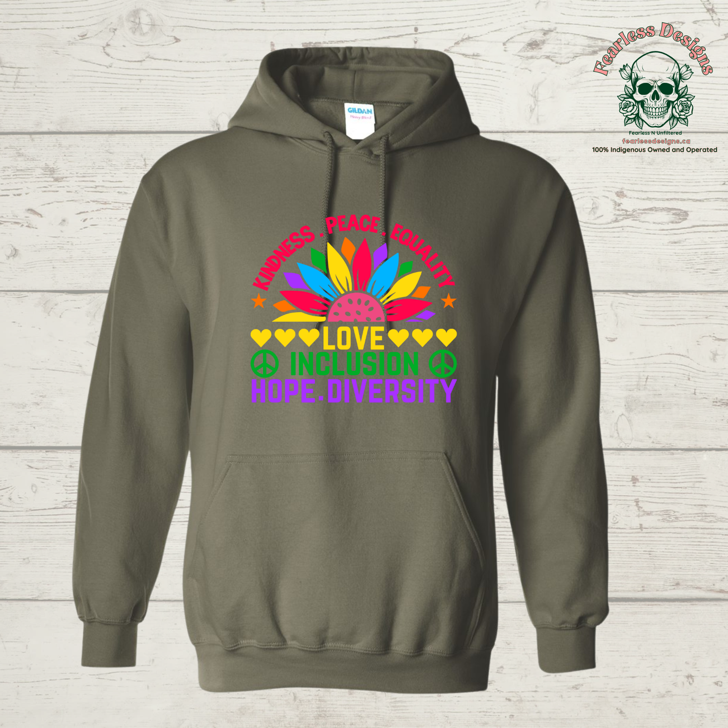 Kindness, Peace, Equality, Love, Inclusion, Hope, Diversity  Hoodie