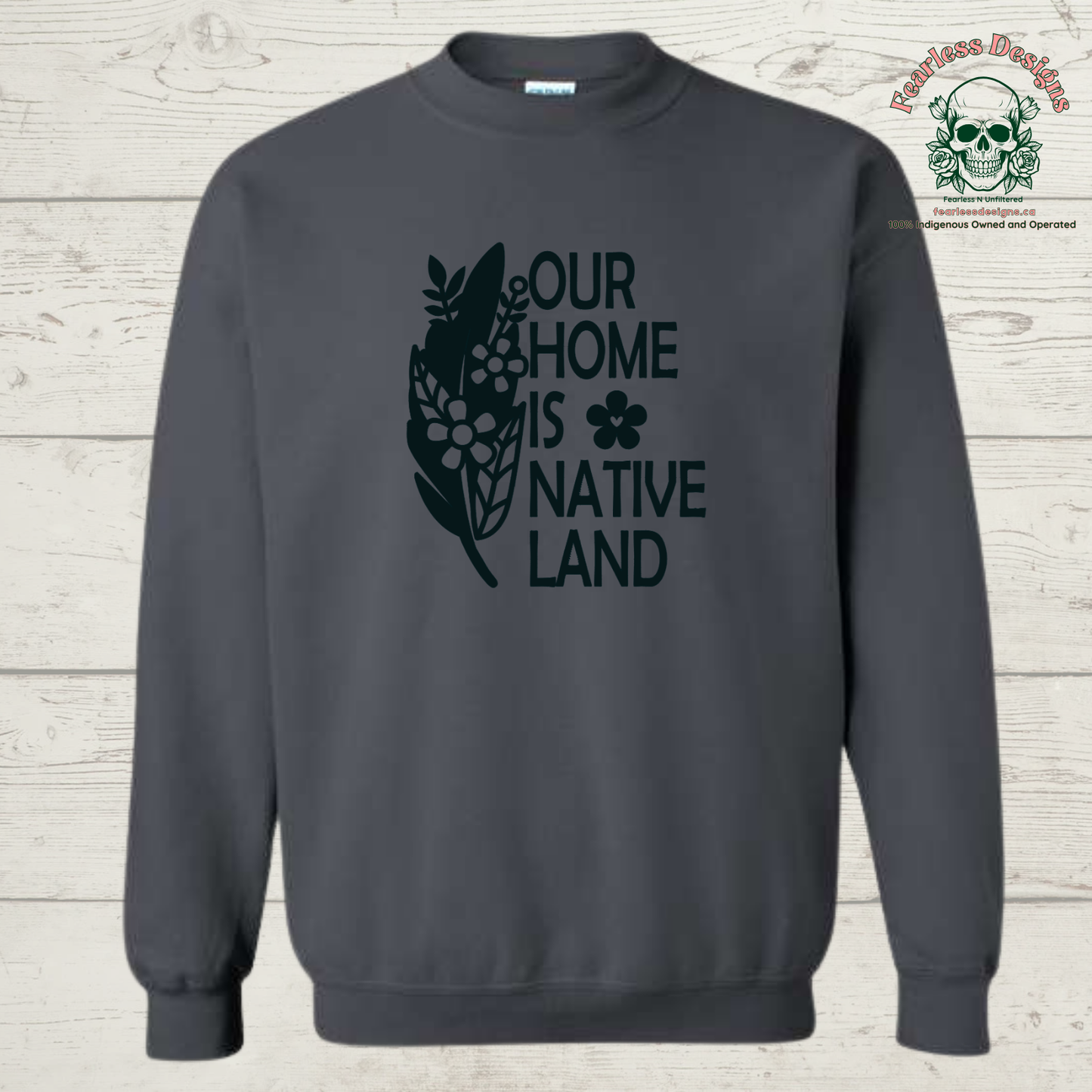 Our Home is Native Land flowered feather Crewneck Sweater