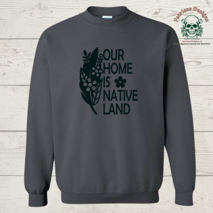 Our Home is Native Land flowered feather Crewneck Sweater