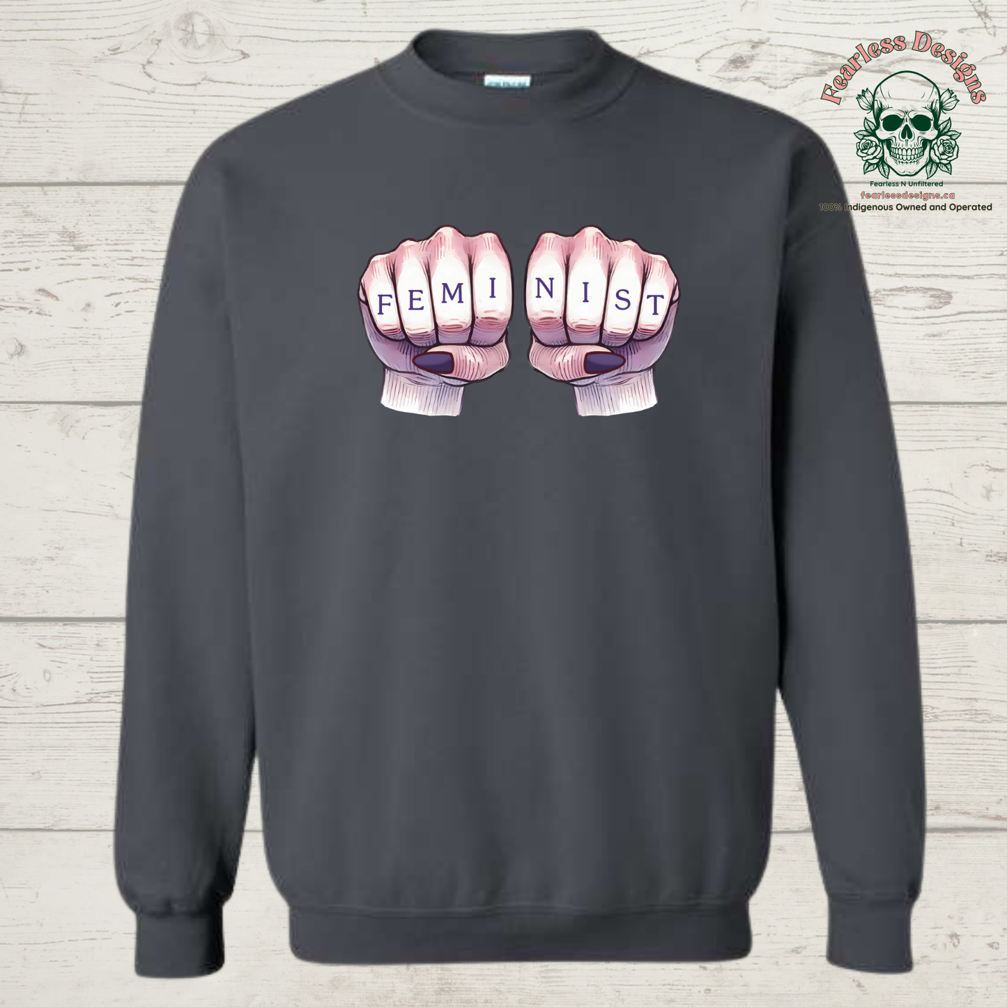 FEMINIST with Fist Crewneck Sweater