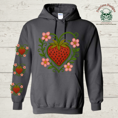 Beaded Strawberry with strawberries on the sleeve Hoodie