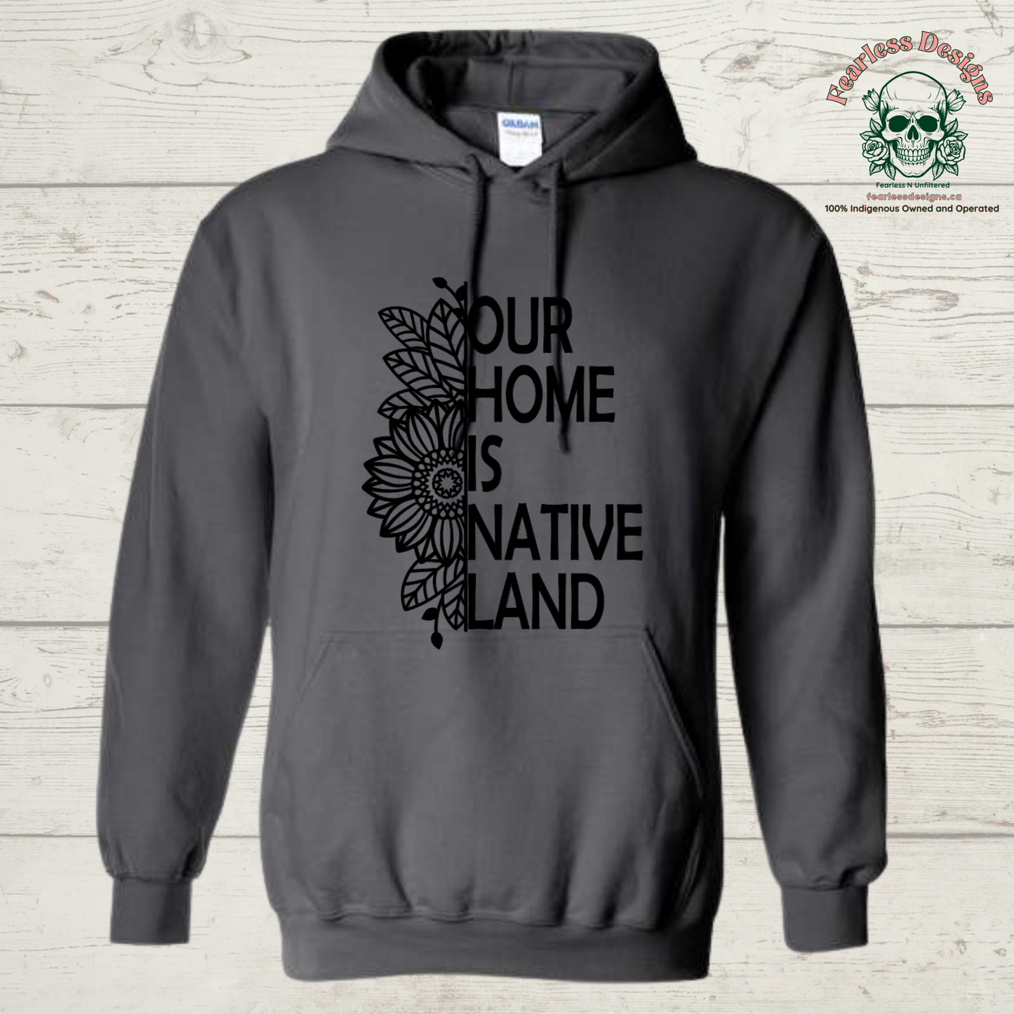 Our Home is Native Land with sunflower Hoodie