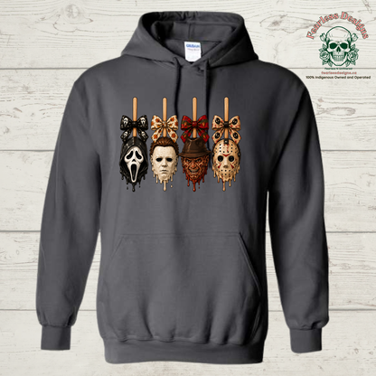 Horror faces with bow unisex hoodie