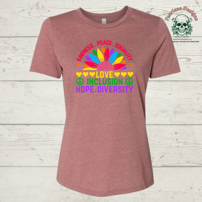 Kindness, Peace, Equality, Love, Inclusion, Hope, Diversity T-Shirt