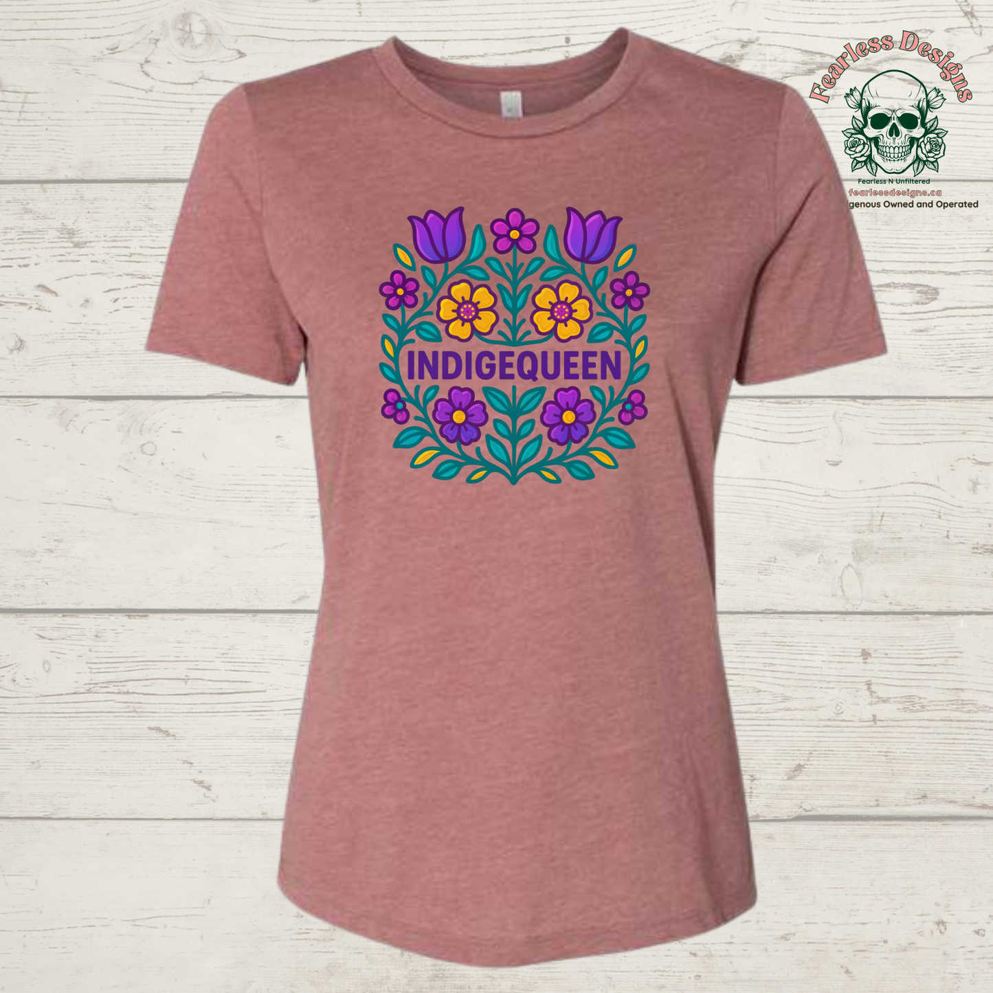 Flowered Indigequeen ladies tshirt