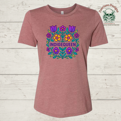 Flowered Indigequeen ladies tshirt