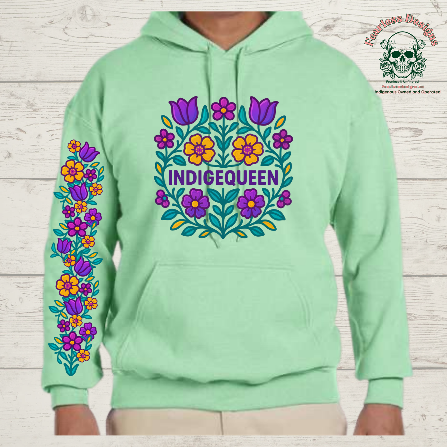 Flowered Indigequeen hoodie