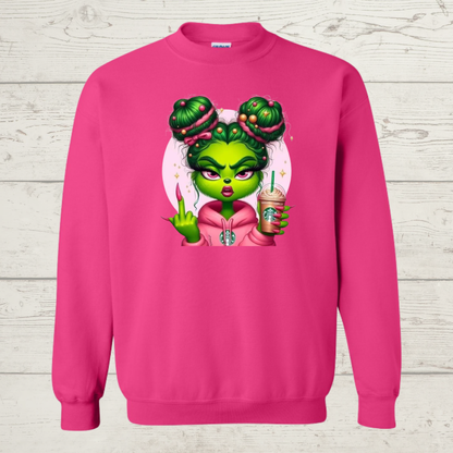 Mean Green Girl with middle finger
