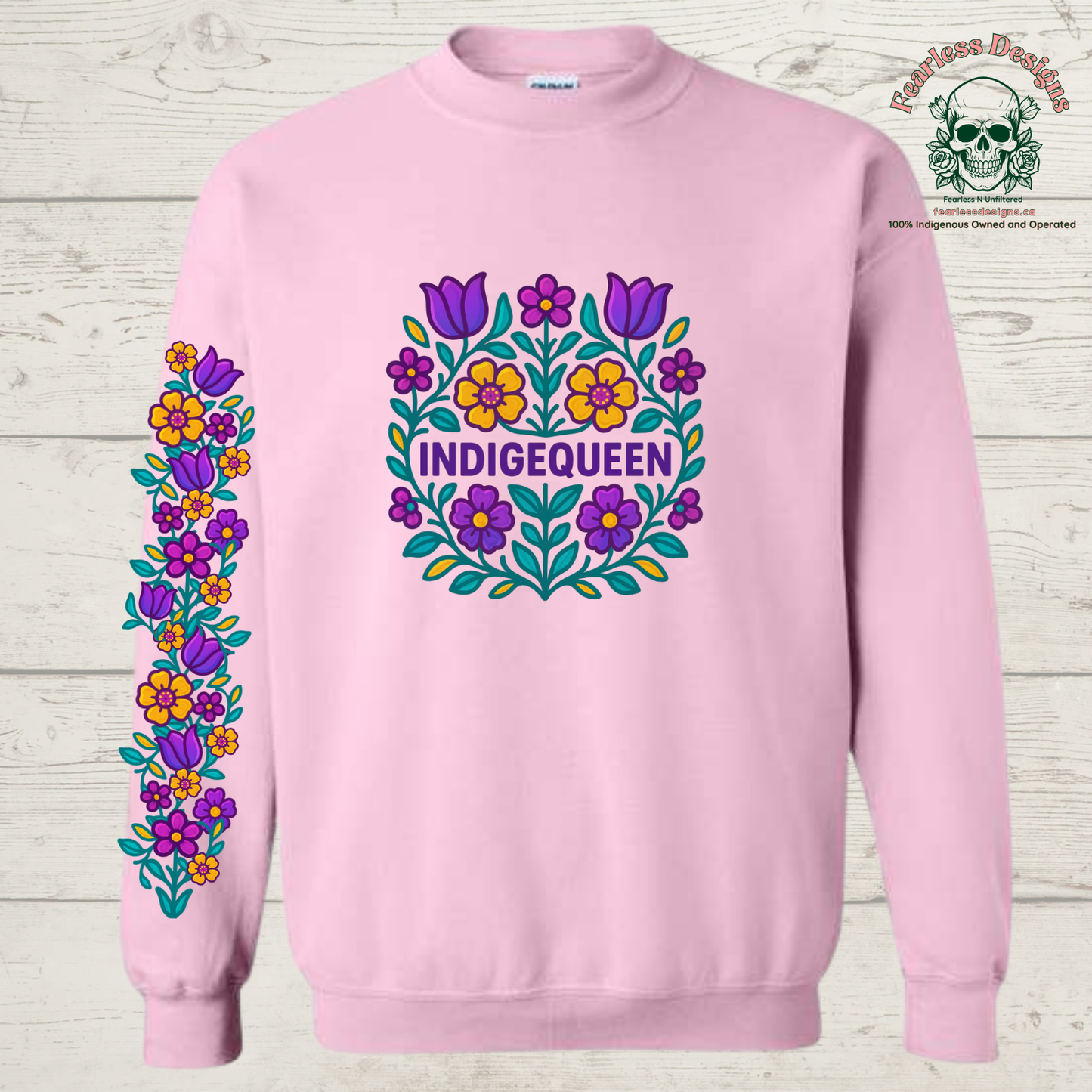 Flowered Indigequeen crewneck sweater