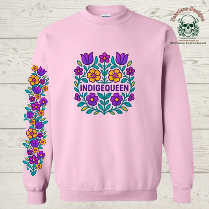Flowered Indigequeen crewneck sweater