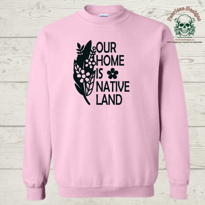 Our Home is Native Land flowered feather Crewneck Sweater