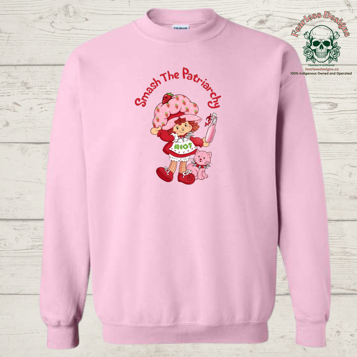 Strawberry Shortcake Smash the Patriarchy crewneck sweater