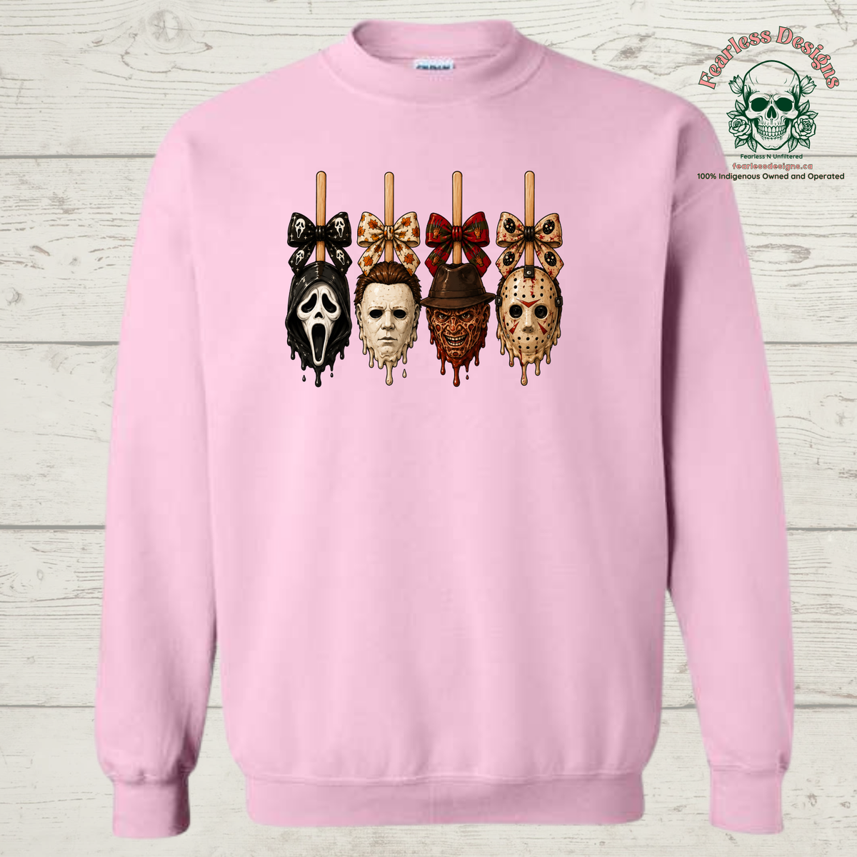 Horror face with bow unisex crewneck sweater