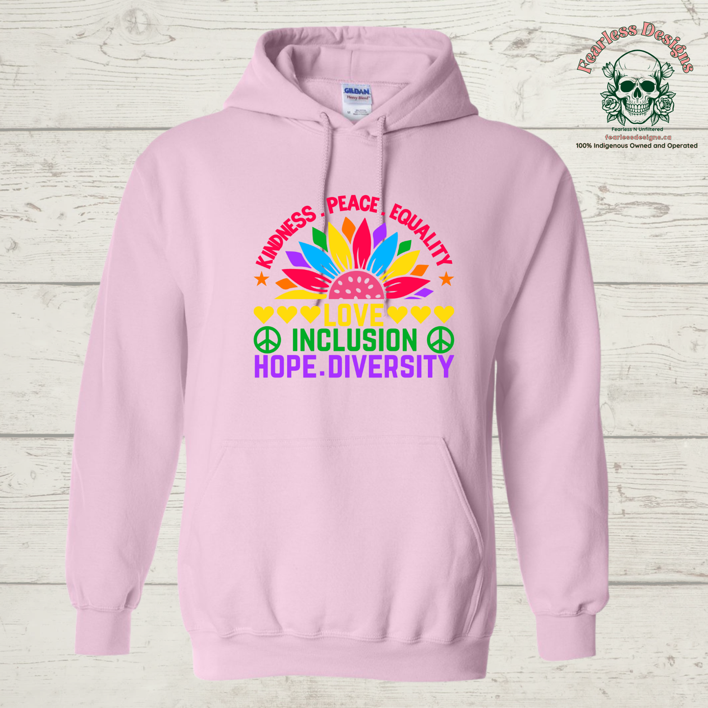 Kindness, Peace, Equality, Love, Inclusion, Hope, Diversity  Hoodie