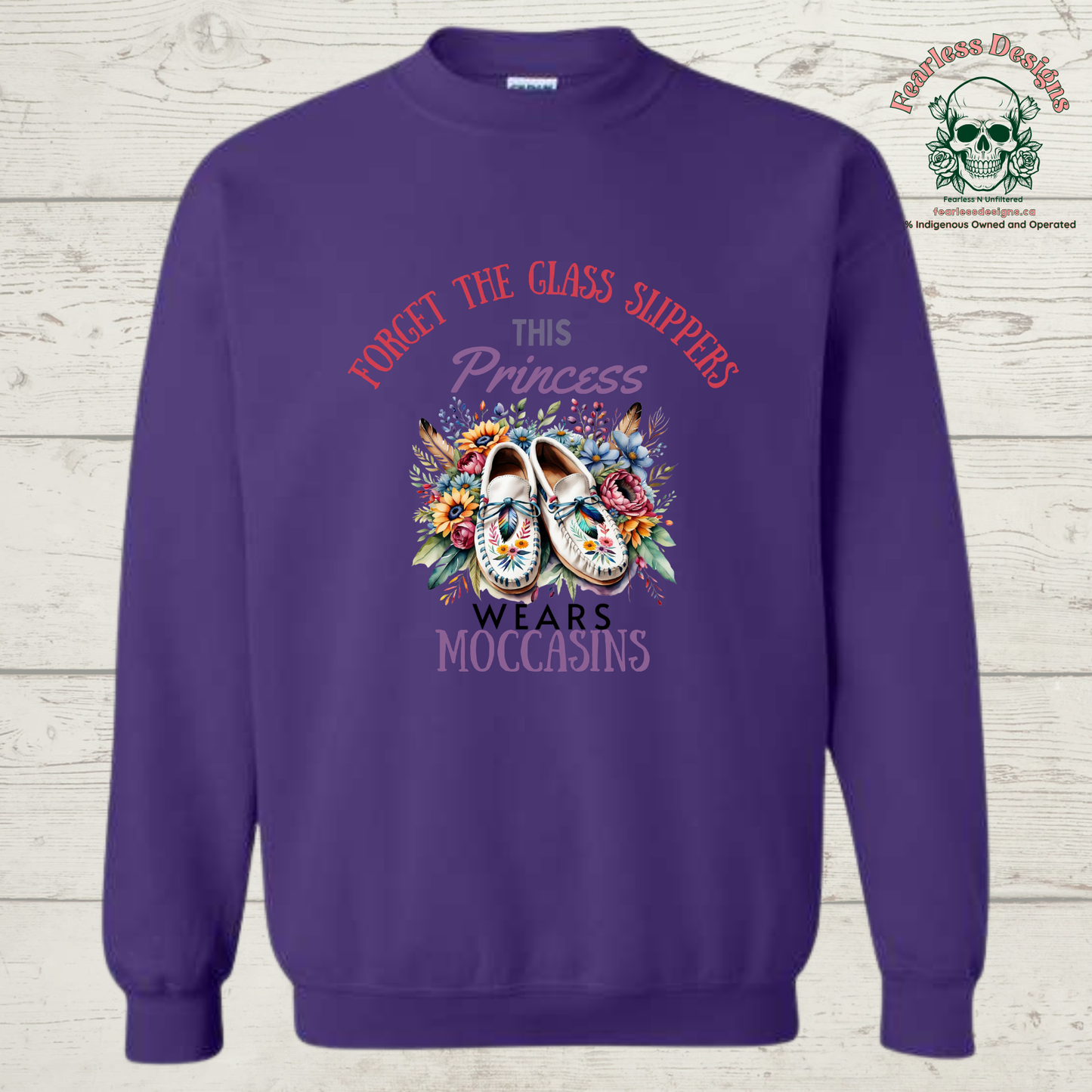 Forget the glass slippers this princess wears moccasins crewneck sweater