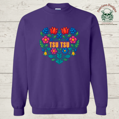 Flowered Tsu Tsu crewneck sweater