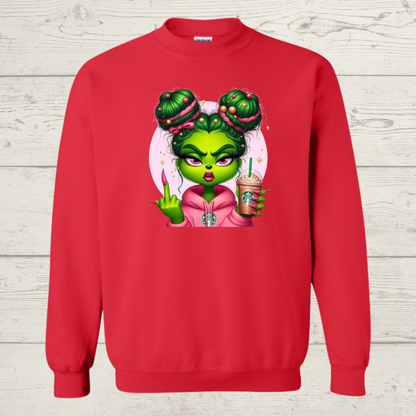 Mean Green Girl with middle finger