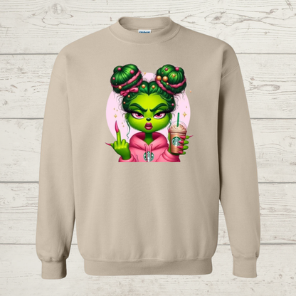 Mean Green Girl with middle finger